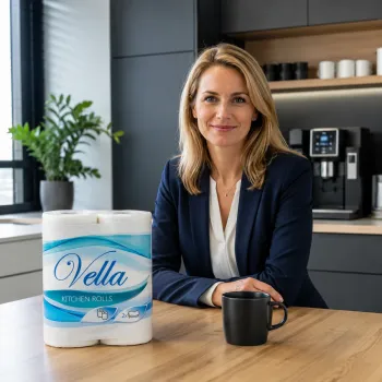 Preview: 32 Rollen Küchenrolle 2-lagig weiß – Vella, 50 Blatt je Rolle